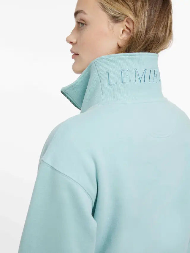 LeMieux Keira Aqua Quarter Neck Sweatshirt - Comfortable and Stylish Women's Sweatshirt with Embroidered Logo.