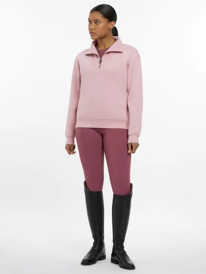 LeMieux Keira Quarter Neck Sweat in Blossom Pink: Women's Equestrian Sweater, Comfortable & Relaxed Fit.