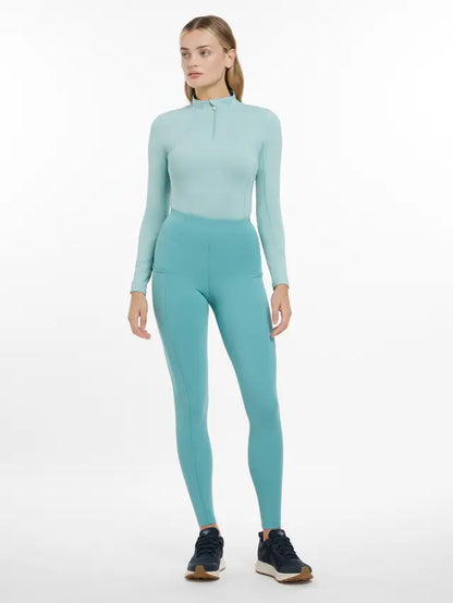 LEMIEUX Naomi Pull On Breeches Lagoon - Seamless Riding Leggings with Silicone Grip Seat