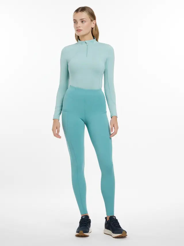 LEMIEUX Naomi Pull On Breeches Lagoon - Seamless Riding Leggings with Silicone Grip Seat