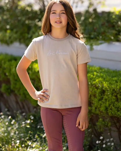 LeMieux Young Rider Arianna T-Shirt Almond - Equiflair: Girls equestrian fashion top.