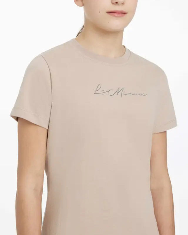 LeMieux Young Rider Arianna T-Shirt - Almond color soft cotton tee for horse riding. Youth girls apparel, equestrian fashion