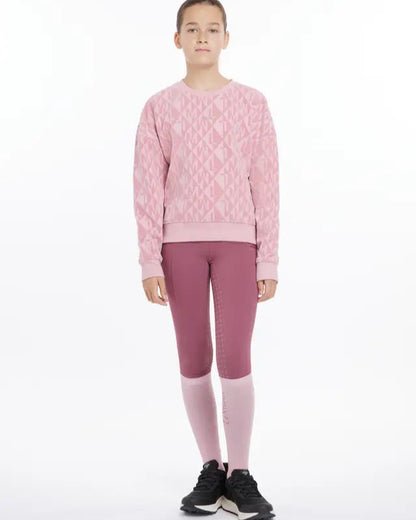 LEMIEUX YOUNG RIDER Clea Sweatshirt Blossom: Girls Equestrian Fashion. Stylish diamond monogram sweater for kids.