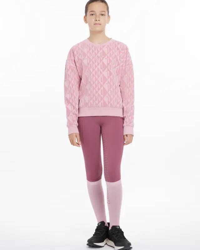 LEMIEUX YOUNG RIDER Clea Sweatshirt Blossom: Girls Equestrian Fashion. Stylish diamond monogram sweater for kids.