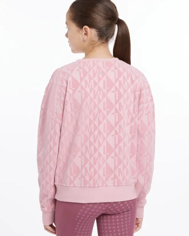 LEMIUEUX YOUNG RIDER CLEA Pink SWEATSHIRT, monogram fleece crew neck for girls. Shop Equiflair stylish riding apparel