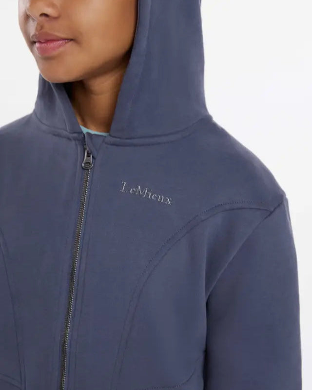 LeMieux Young Rider Hadley Hoodie - Dusk Blue: Equestrian zip-up for kids.