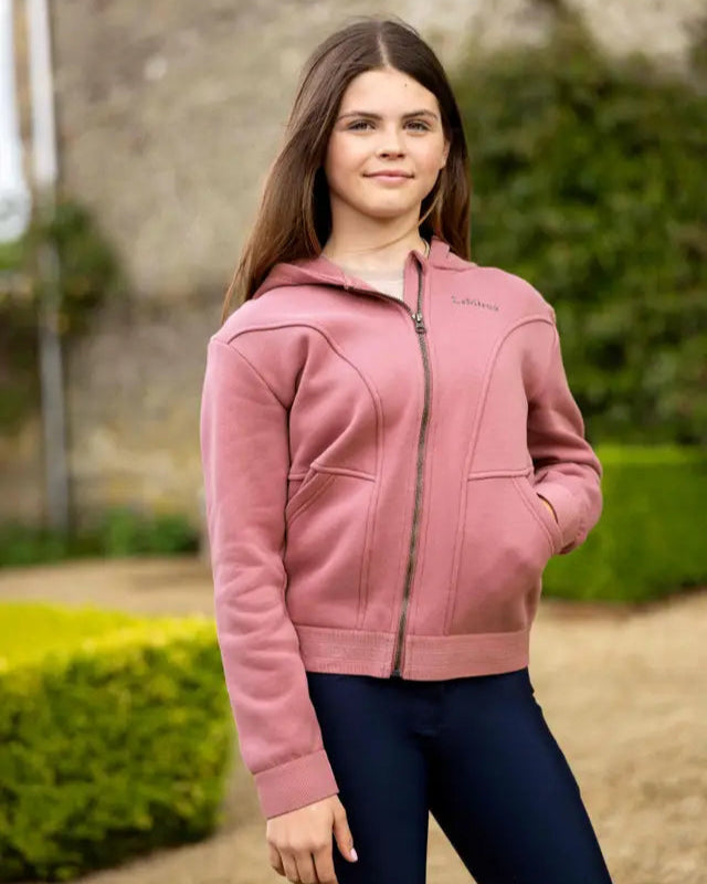 LEMIEUX YOUNG RIDER HADLEY HOODIE PEONY - Equiflair - Pink Zip-Up. Young Rider Fashionable comfortable hoodie