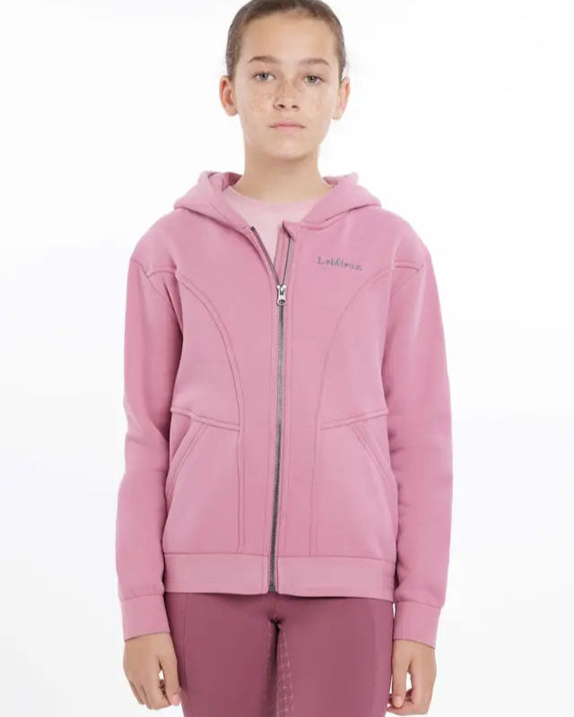 Girl in Pink LeMieux Hadley Hoodie - Youth Equestrian Fashion - Zip-Up Top