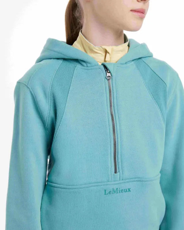 LEMIEUX Young Rider Harriet Hoodie Lagoon Blue: Girl's Half-Zip Riding Hoodie