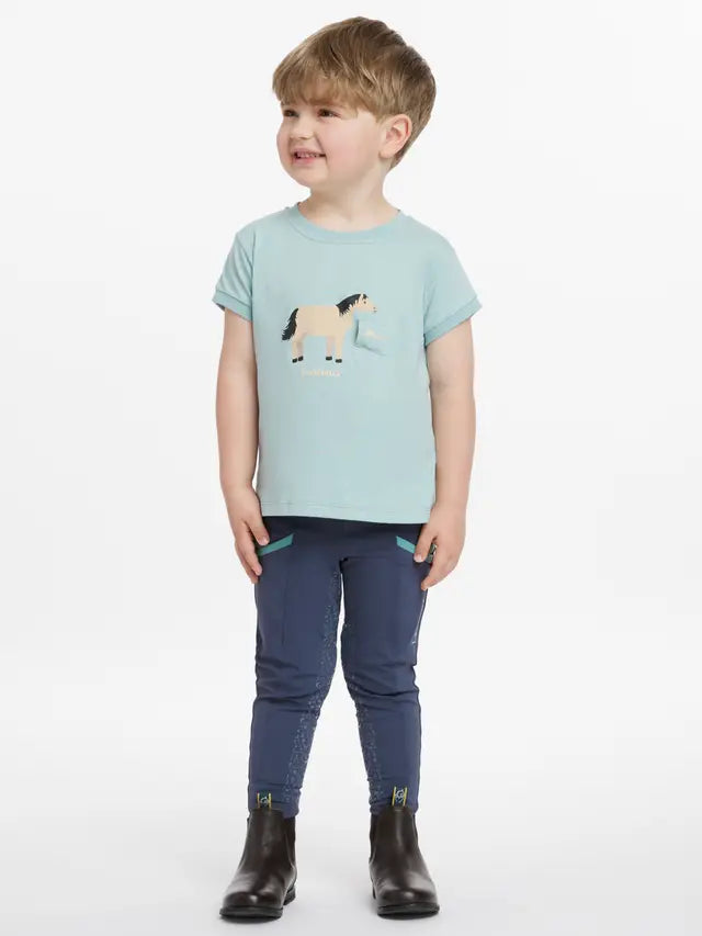 LeMieux Mini Alex Aqua Tee: Boy's Shirt with Pony Graphic & Removable Brush