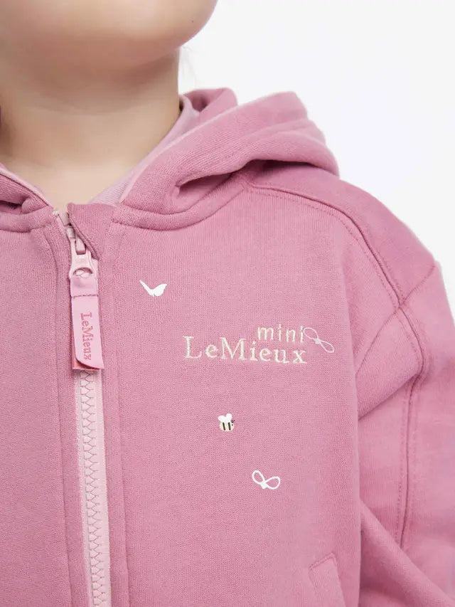 LEMIEUX MINI CHARLIE Zip-Up Hoodie - Peony. Comfortable child's hoodie with playful pony and bug details. Perfect for young riders!