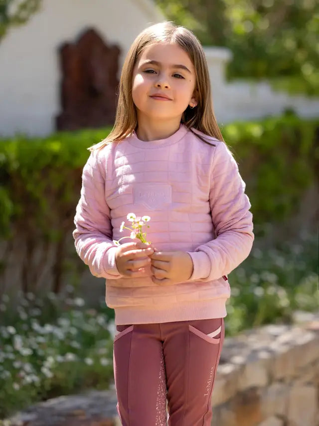 LEMIEUX MINI CICI CREW BLOSSOM Outfit: Pink Quilted Sweater & Pants for Young Equestrian Fashion from Equiflair
