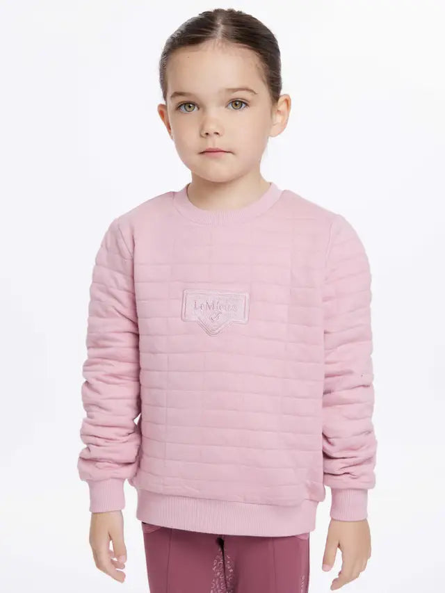 LeMieux Mini Cici Crew Blossom: Girl in Quilted Equestrian Sweatshirt - Equiflair