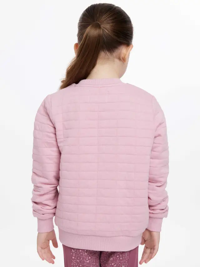 LeMieux Mini Cici Crew Blossom - Quilted Pink Sweatshirt for Girls - Equestrian Style Kids Fashion