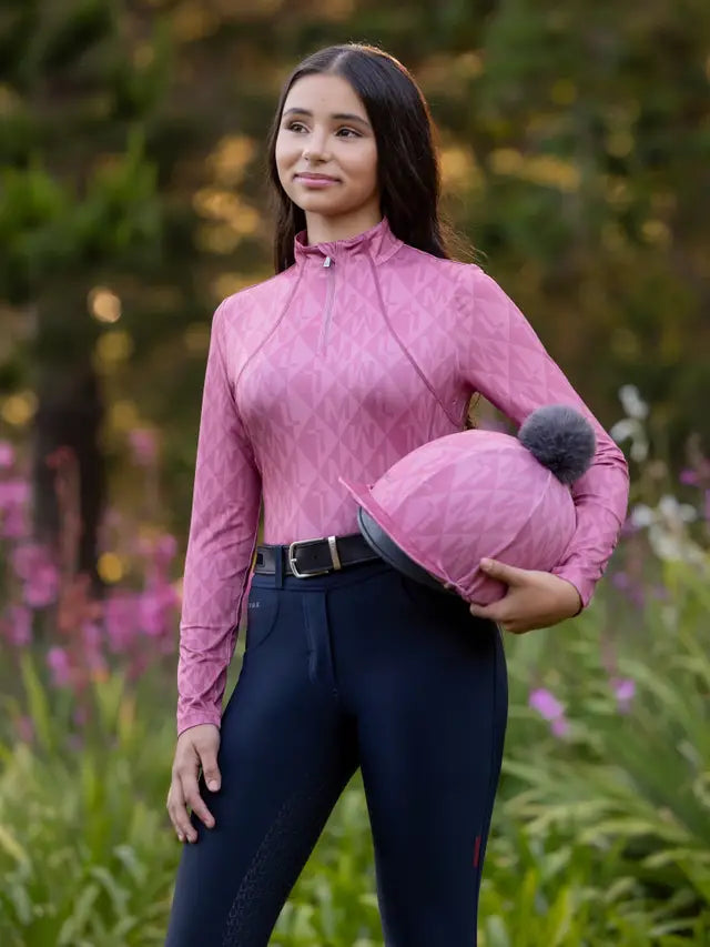 LEMIEUX Young Rider Clea Base Layer Peony - Equestrian Apparel, UV Protection Riding Top, Young Rider Fashion, Horse Riding Outfit