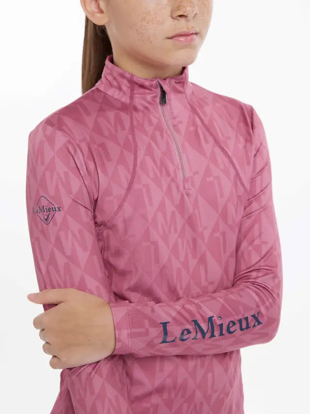 LEMIEUX Young Rider Clea Base Layer - Peony. UV, Sweat-wicking riding top. Perfect for young equestrians!