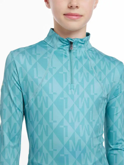 LEMIEUX Young Rider Clea Base Layer Lagoon: Equestrian Apparel, Quarter Zip, UV Protection