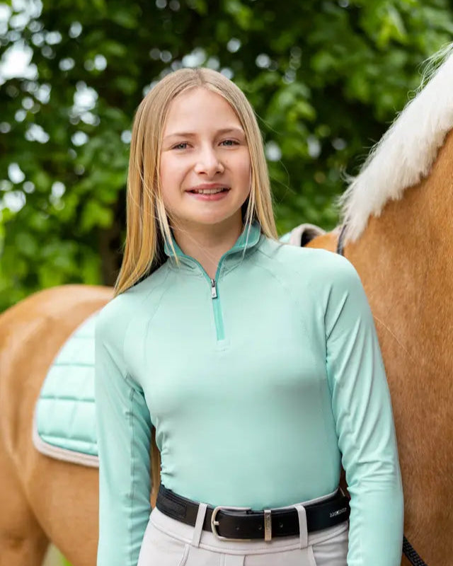 LeMieux Young Rider Hope Aqua Base Layer: Lightweight & UV Protective Equestrian Apparel for Girls