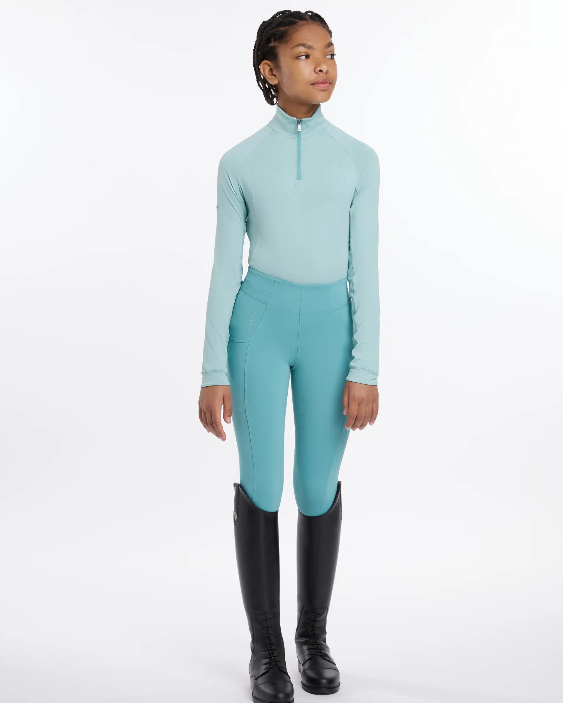 LEMIEUX Young Rider Aqua Base Layer: Lightweight Equestrian Shirt for Girls, Riding Apparel