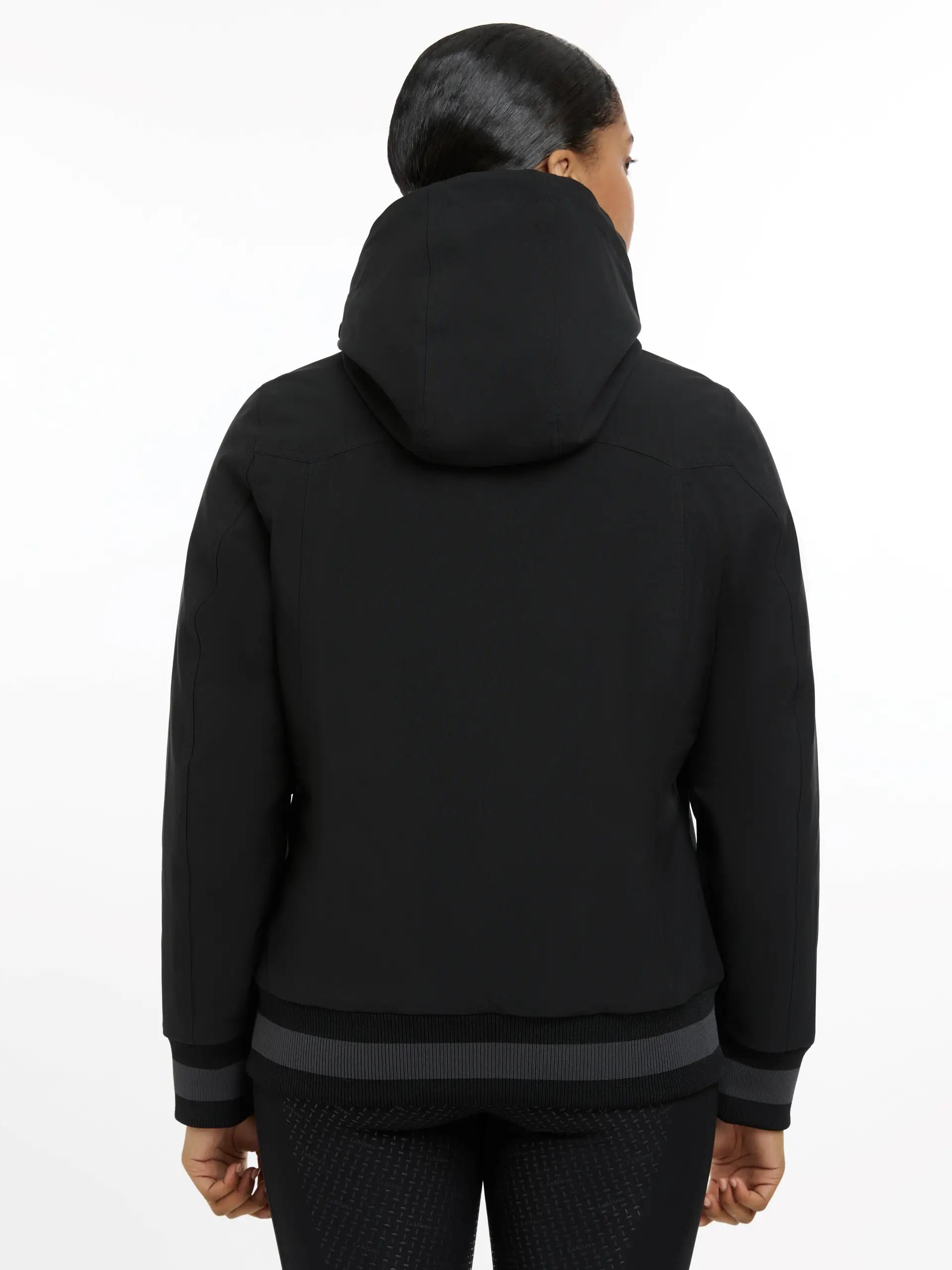 LeMieux Ladies Team Jacket Black - Waterproof & Breathable Equestrian Outerwear - Back View