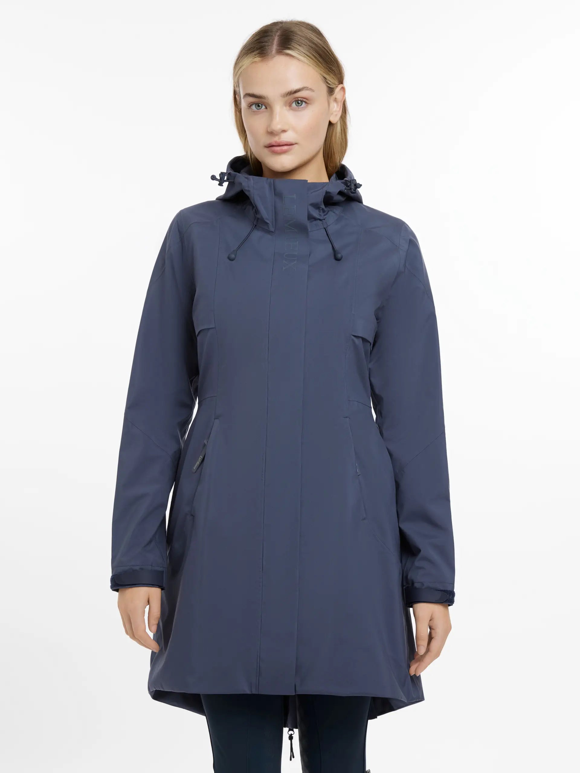 LeMieux Grace Long Rain Jacket - Women's Dusk Blue Waterproof Riding Coat for Outdoor Protection