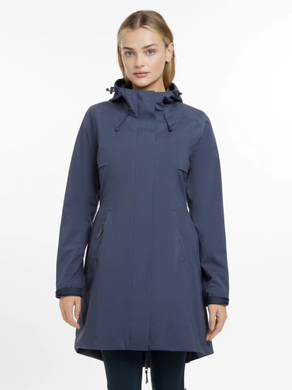 LeMieux Grace Long Rain Jacket - Women's Dusk Blue Waterproof Riding Coat for Outdoor Protection