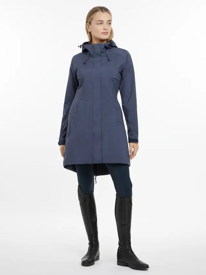 LeMieux Grace Long Rain Jacket - Women's Dusk Blue Riding Apparel | Waterproof, Lightweight, Breathable