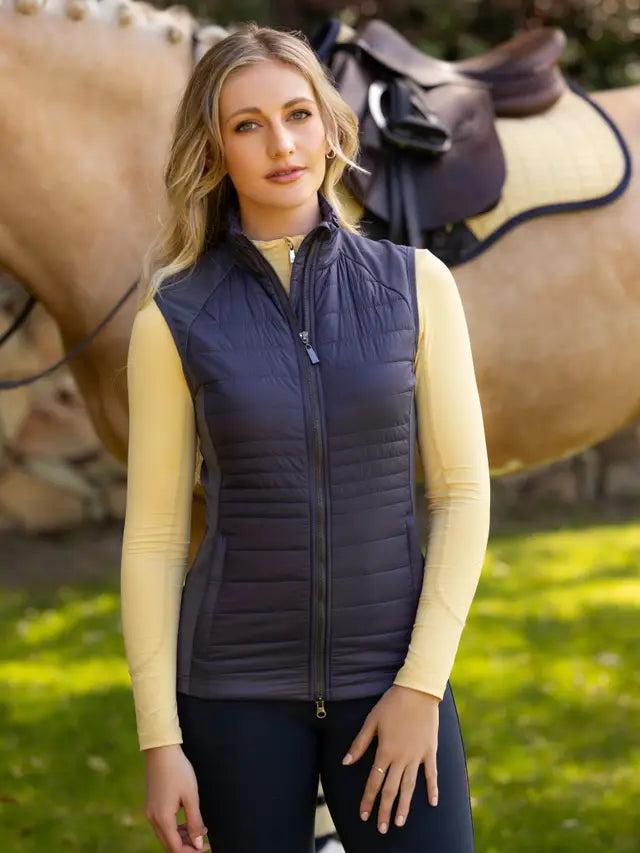 LeMieux Juliette Gilet Dusk Blue: Stylish equestrian vest, women's horse riding apparel, Equiflair.