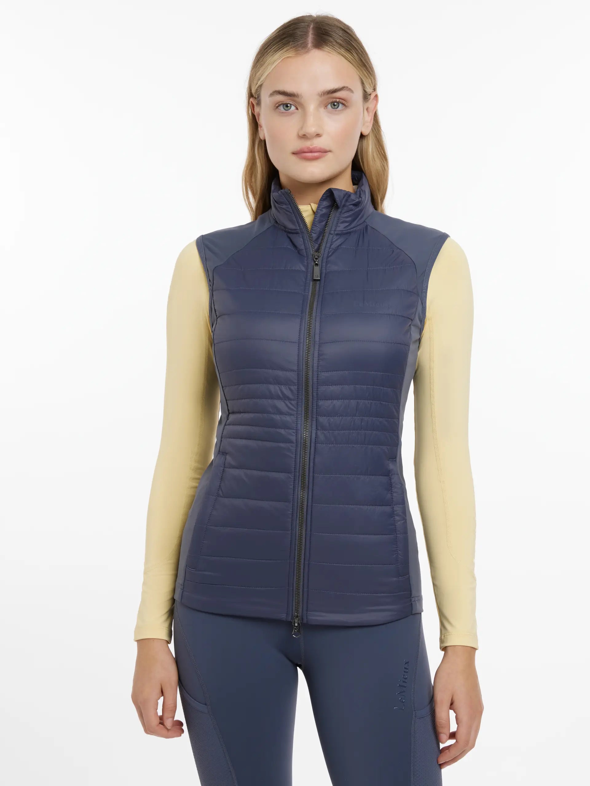 LeMieux Juliette Gilet Dusk Blue: Quilted, Insulated Vest for Layering | Women's Equestrian Apparel