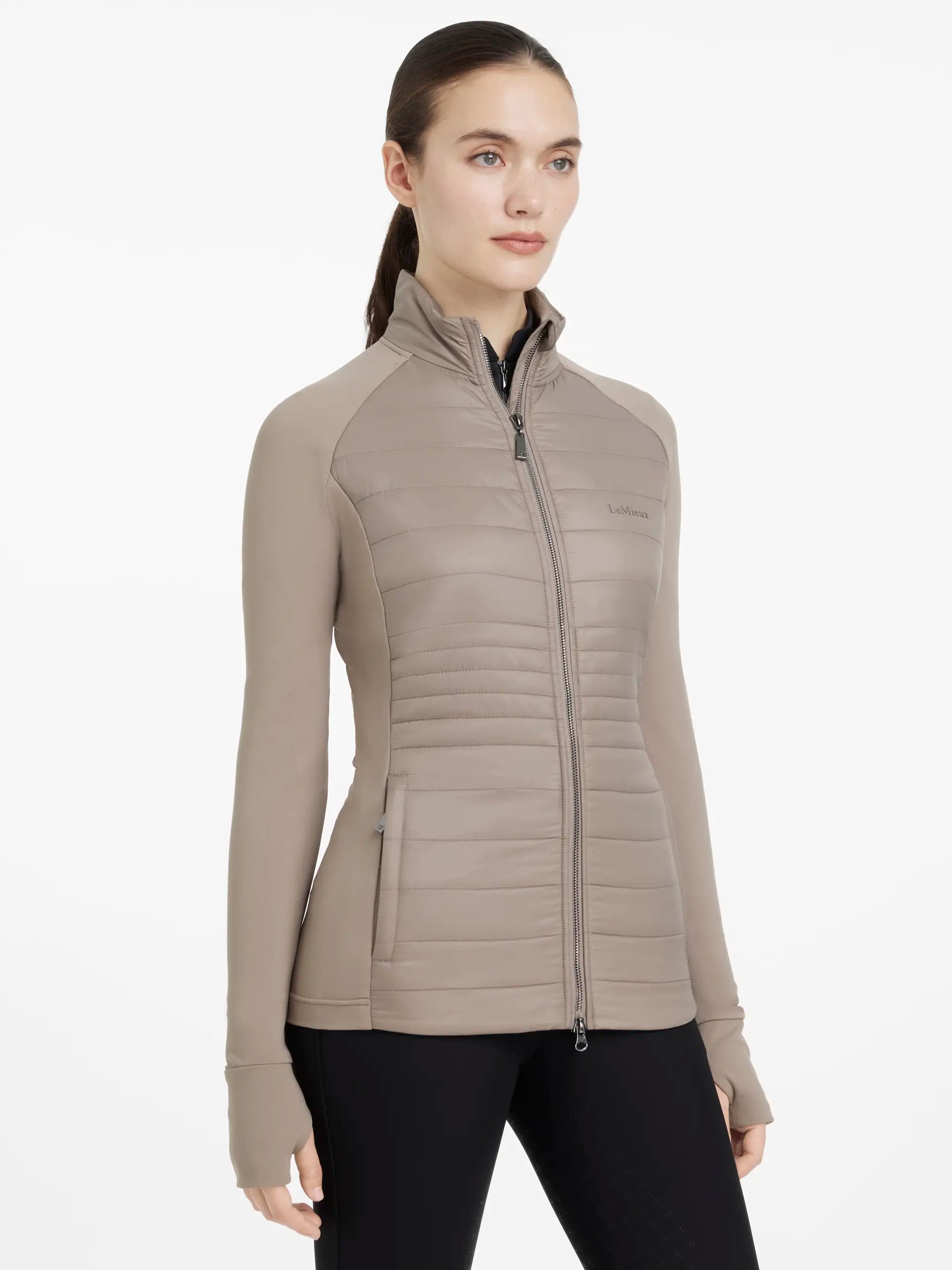 Lemieux Juliette Jacket - Pecan | Quilted insulated design with jersey side panels