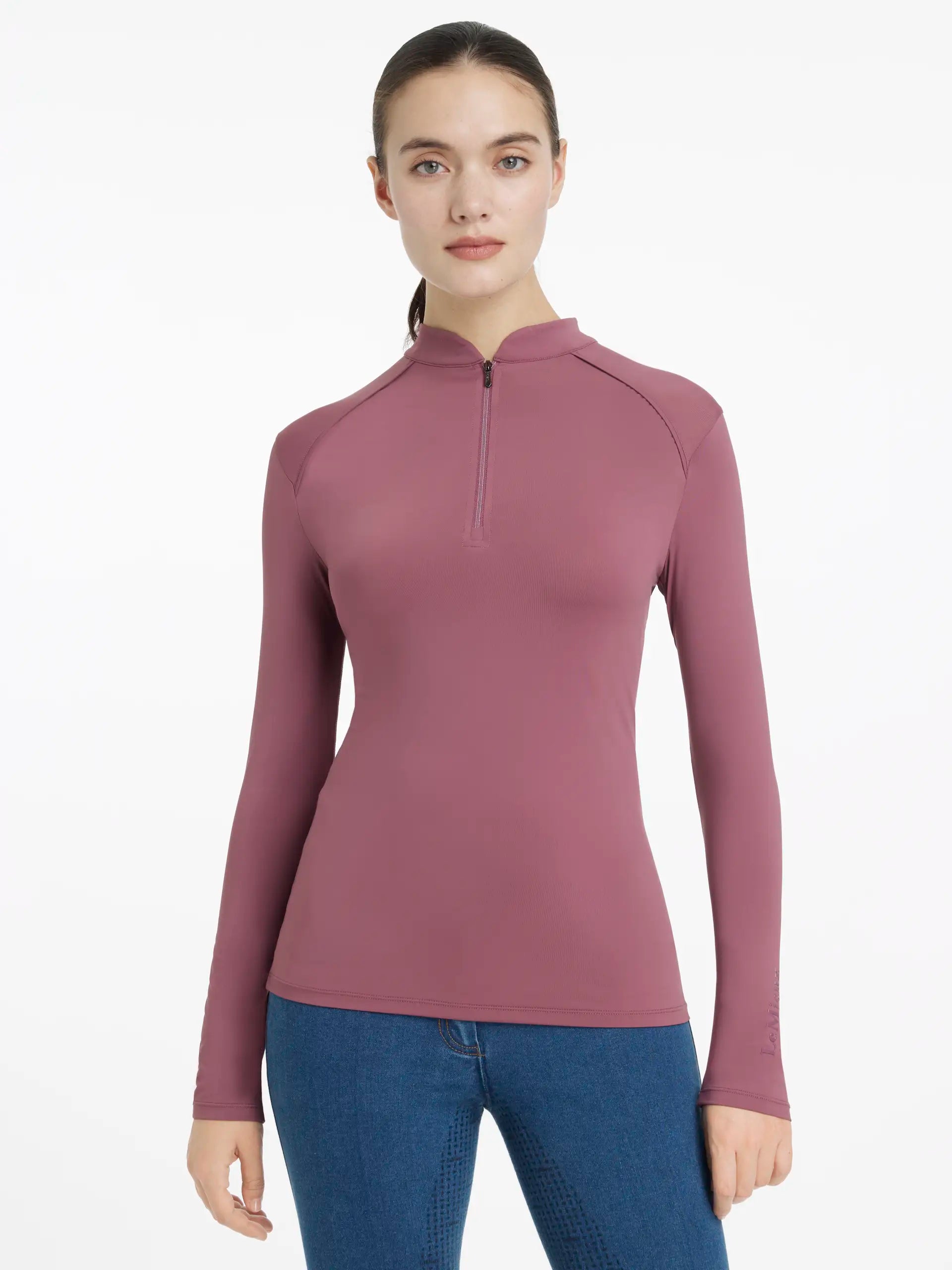LeMieux Heyden Rosewood Base Layer: Women's Long Sleeve Equestrian Top with Quarter Zip, Performance Riding Apparel