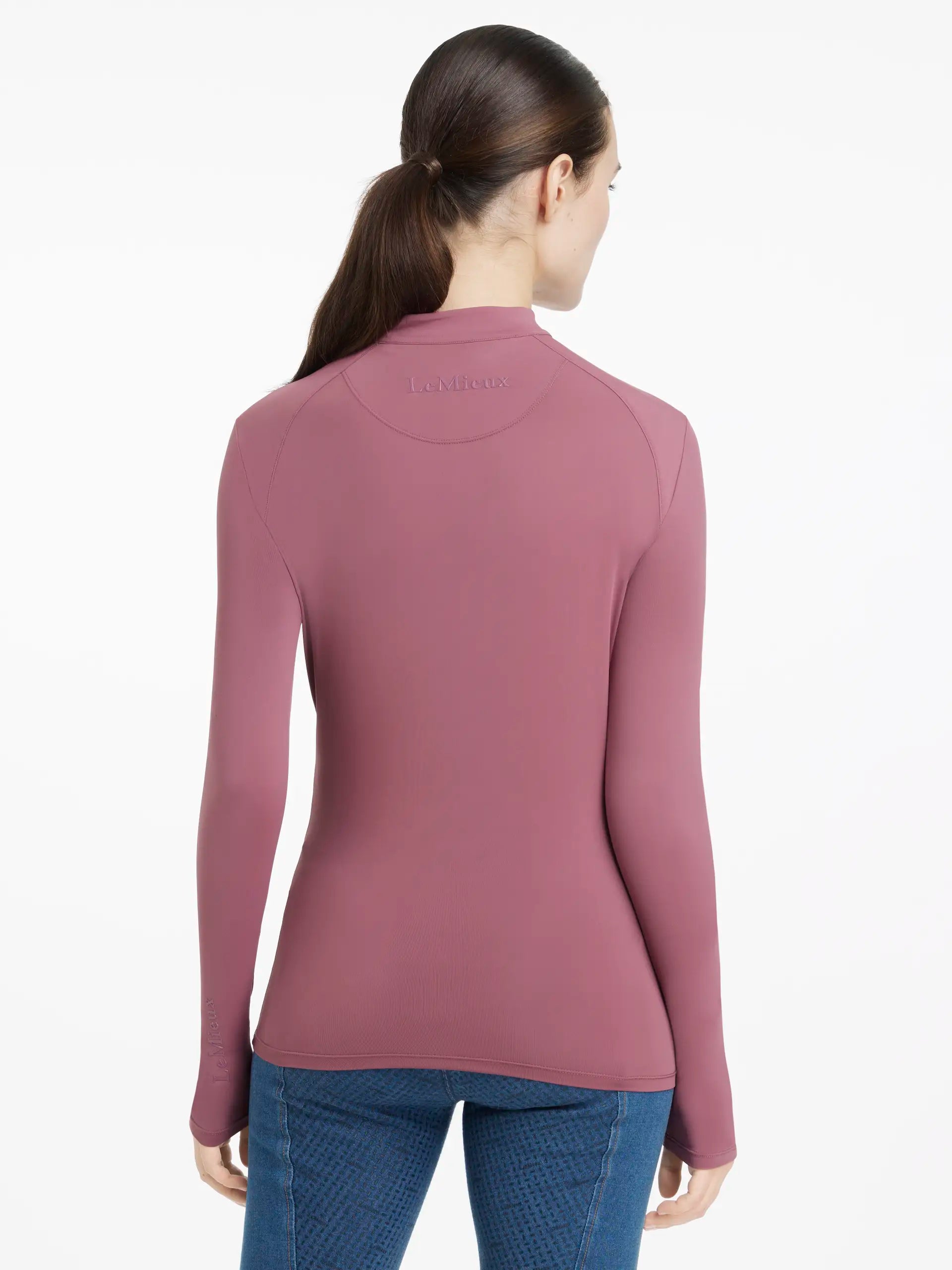 LEMIEUX Heyden Lightweight Base Layer in Rosewood. Women's Long Sleeve Riding Shirt, Technical Equestrian Apparel.