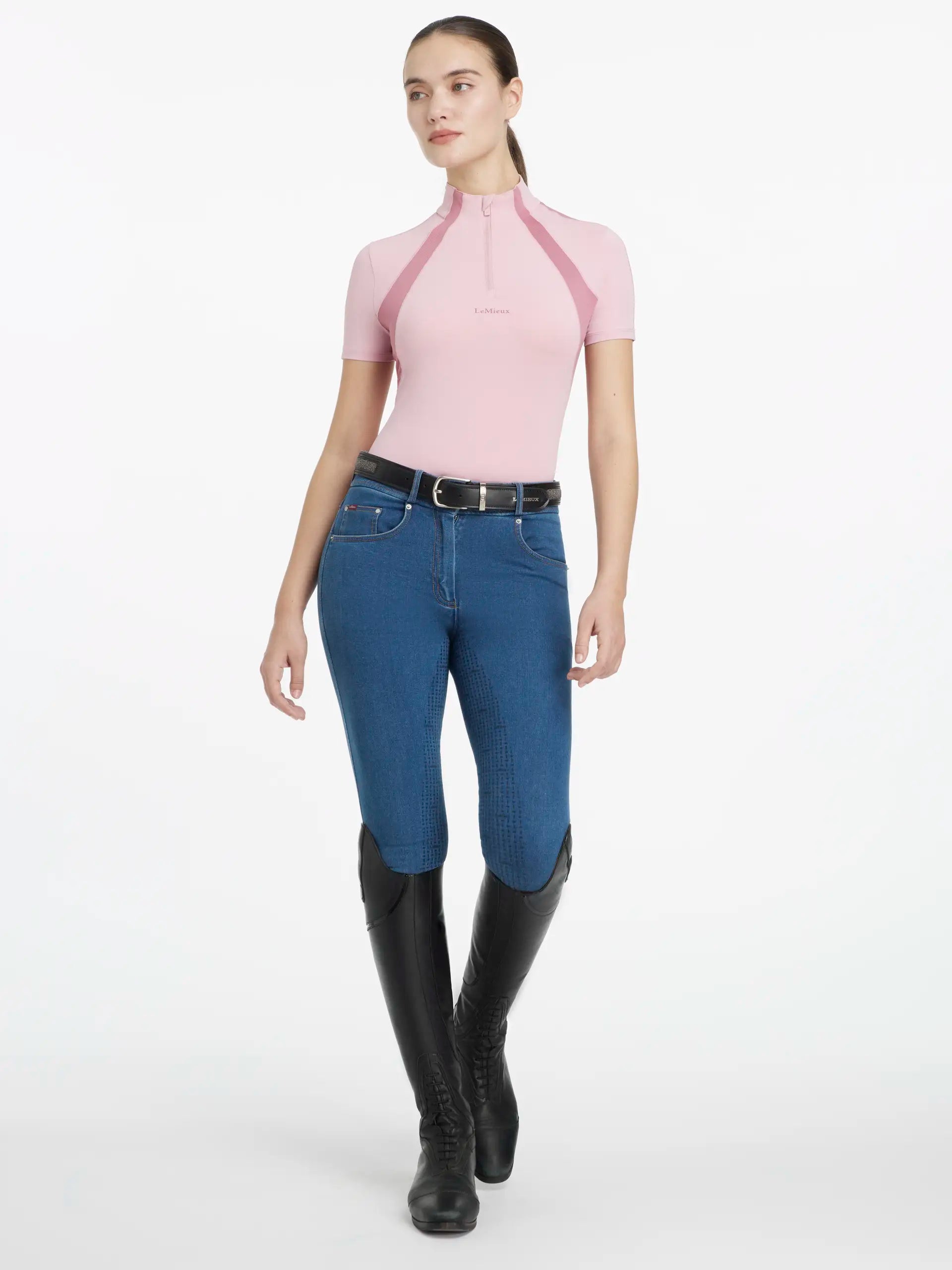 LeMieux Maria Blossom Pink Mesh Baselayer for Equestrian - Short Sleeve Riding Shirt