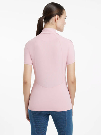 LEMIEUX MARIA MESH SHORT SLEEVE BASELAYER BLOSSOM, Woman wearing pink riding shirt