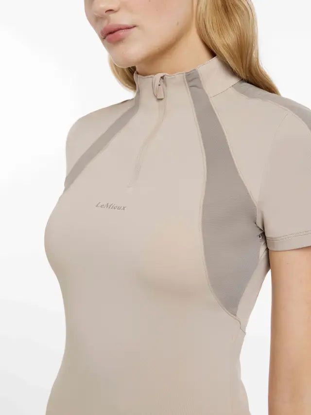LeMieux Maria Mesh Short Sleeve Baselayer - Almond Riding Top for Women