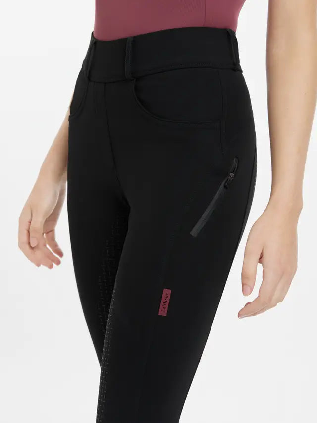 LEMIEUX Amy Breggings Black: Equestrian Riding Leggings, Full Silicone Seat, Pockets, Comfortable Breeches Alternative
