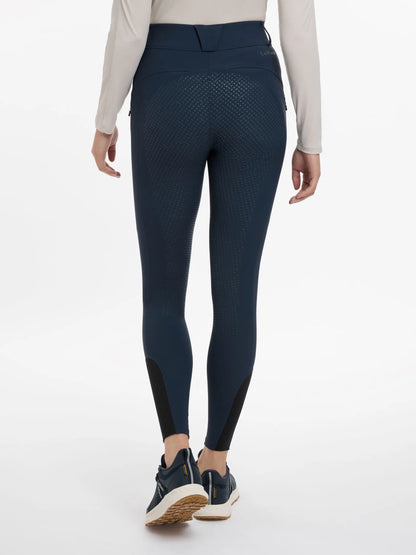 Lemieux Amy Breggings Navy Equestrian Riding Tights, Pull-On Breeches, Silicone Full Seat