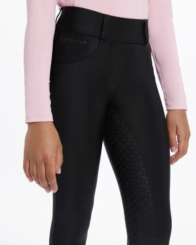 LEMIEUX Young Rider Remi Black Breggings - Pull-On Riding Leggings with Silicone Grip Full Seat | Equiflair Saddlery