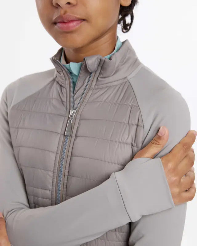 LEMIEUX Young Rider Josephine Jacket in Pecan: Quilted Insulation & Jersey Sleeves