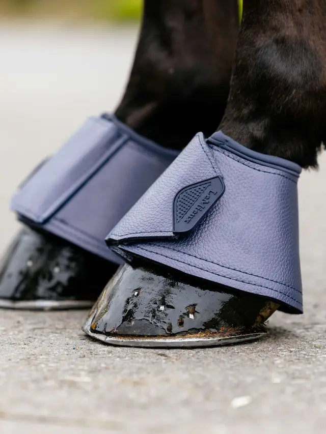 LeMieux Arika Over Reach Boots - Dusk Blue - Equiflair Saddlery. Horse hoof protection, stylish riding gear.