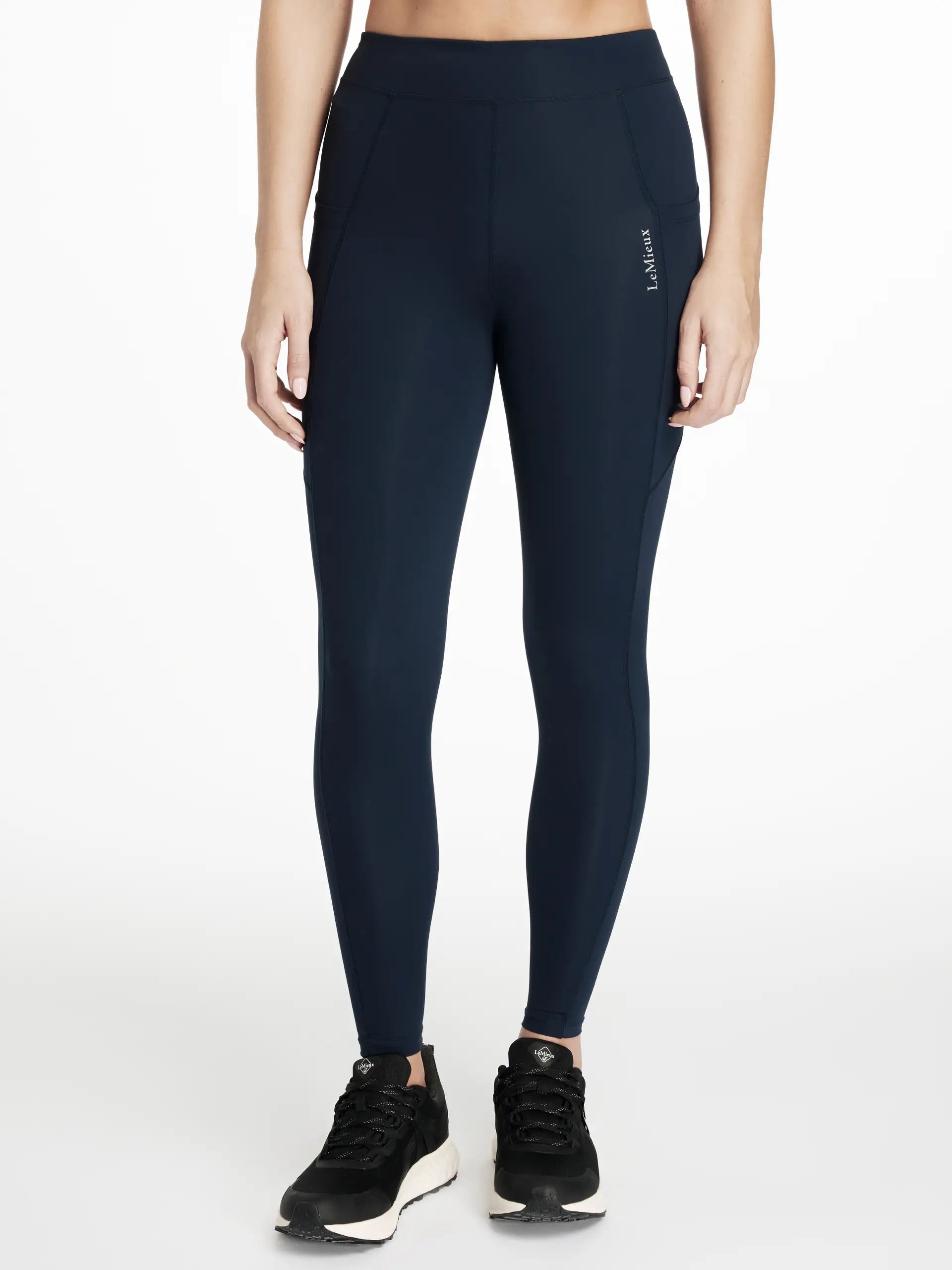 LeMieux Dani Sport Leggings Navy - Technical Riding Leggings with Phone Pockets - Equiflair