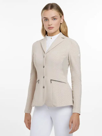 LeMieux Jessica Mesh Equestrian Show Jacket - Stone Beige, Breathable Performance Riding Coat