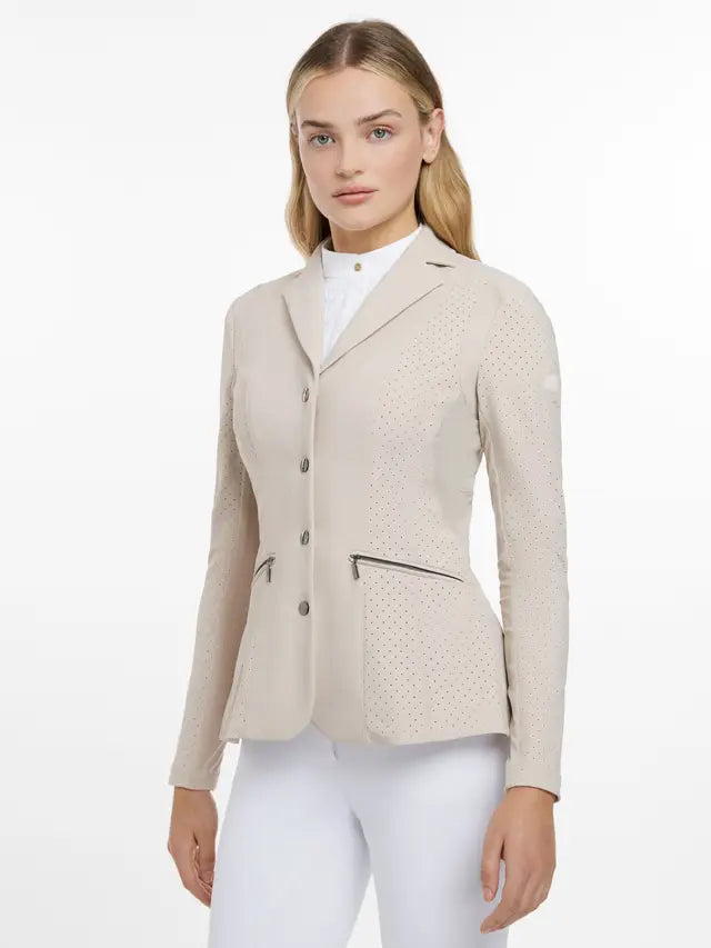 LeMieux Jessica Mesh Equestrian Show Jacket - Stone Beige, Breathable Performance Riding Coat