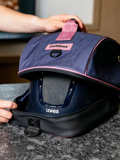LeMieux Hat Box Dusk Blue: Stylish equestrian helmet bag protects your riding hat from damage.