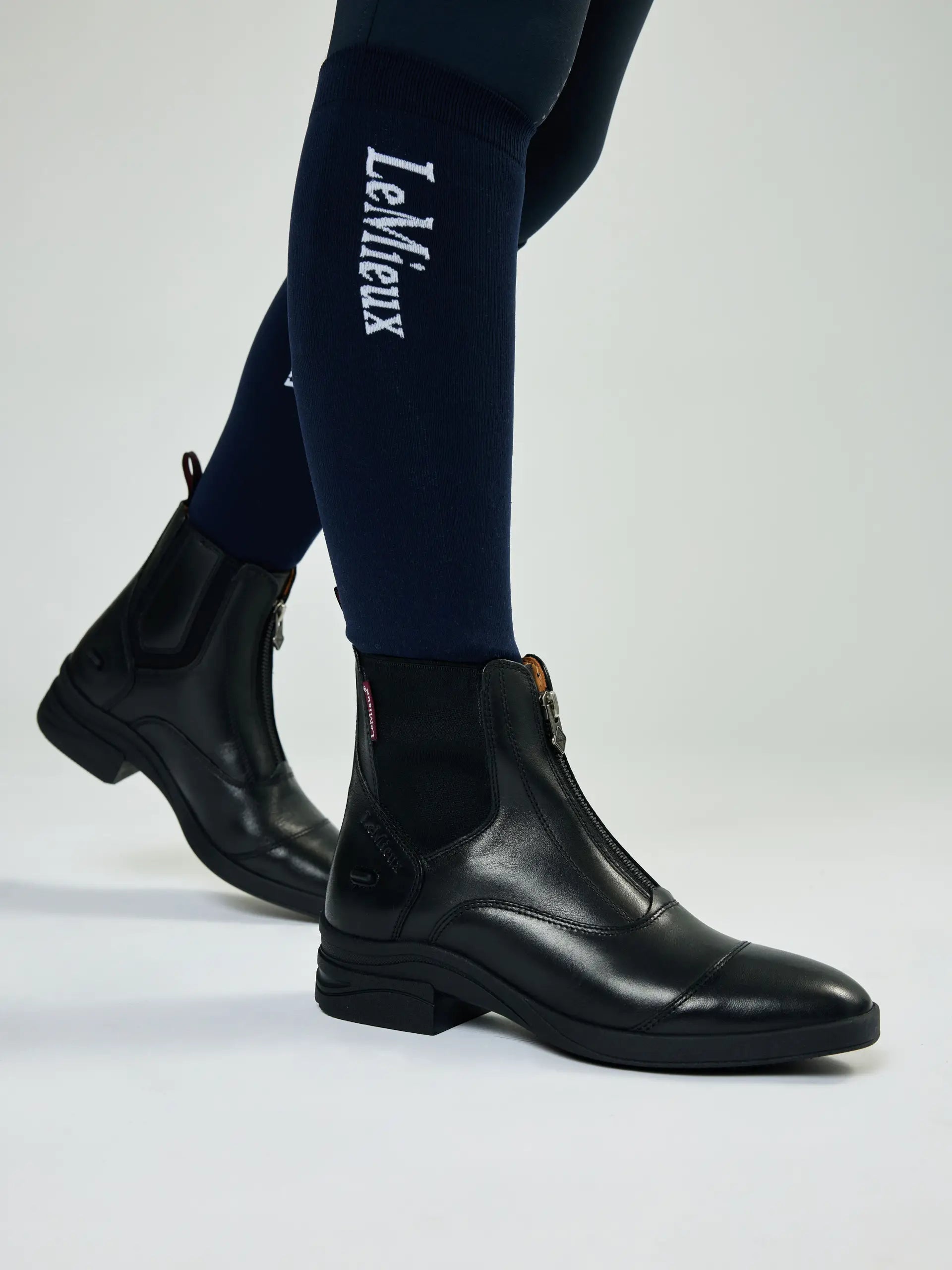 LeMieux Junior Zip Paddock Boot - Black Leather Equestrian Riding Boots for Childrens