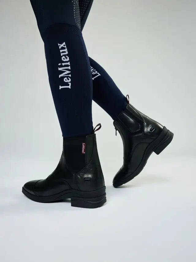 LEMIEUX JUNIOR ZIP PADDOCK BOOT BLACK: Stylish Leather Equestrian Riding Boots for Kids
