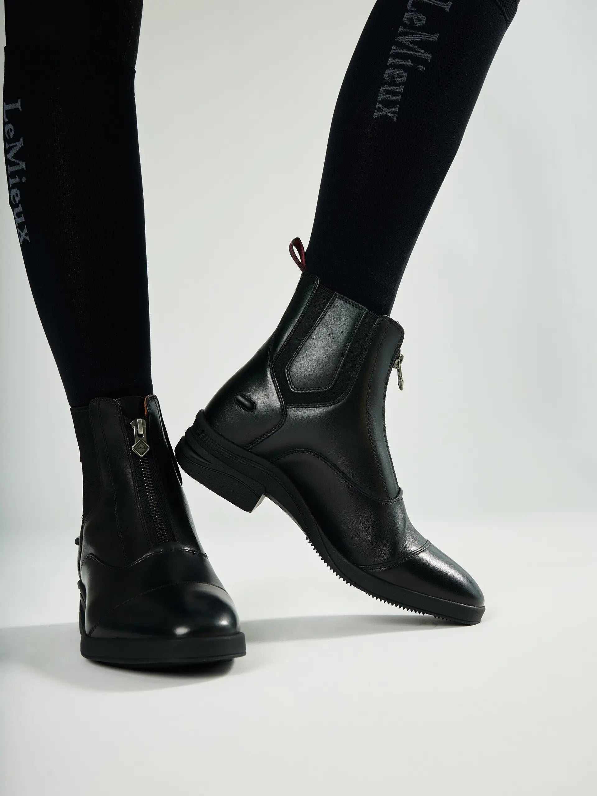 LeMieux Zip Paddock Boots - Black Leather Equestrian Riding Boots for Women