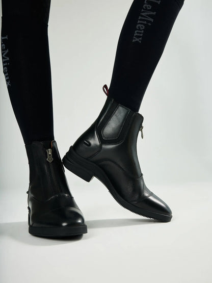 LeMieux Zip Paddock Boots - Black Leather Equestrian Riding Boots for Women