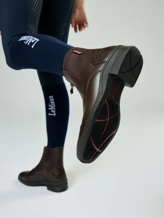LeMieux Junior Zip Paddock Boots - Brown Leather Equestrian Riding Boots for Junior Riders