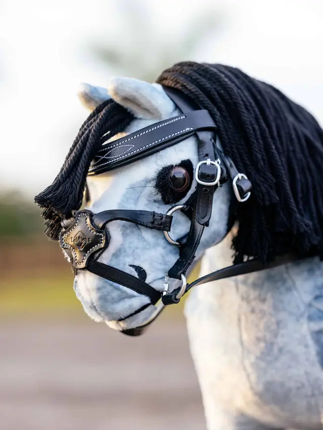 LeMieux Toy Pony Grackle Bridle - Black. Realistic Leather Bridle for Toy Horses. Adjustable Fit, Ages 3+